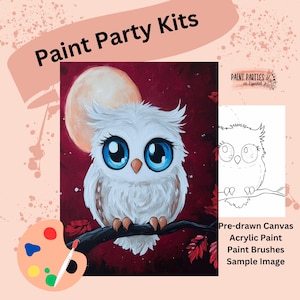 DIY Paint Party Kit Paint Kit Gift Idea Canvas Pre Drawn Outline At Home Paint & SIP Adult Paint Party Pre Sketched Canvas for Kid or Teens