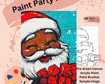 Kit de fiesta navideña de pintura y vino para todas las edades, ideal para regalos, eventos y para fomentar la creatividad.