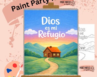 Christian Faith Painting DIY Paint Kit with Pre-Drawn Canvas Praise and Paint Party Spanish