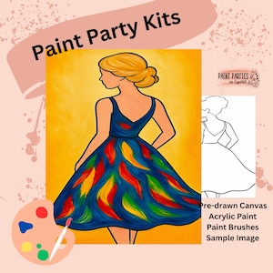 Kit di pittura con tela pre-disegnata - Set di colori acrilici fai da te per feste di pittura e sorseggiamenti, compleanni, serate tra ragazze, divertimento in famiglia, attività per adulti e bambini