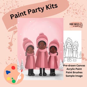 DIY Paint Party Kit Paint Kit Gift Idea Canvas Pre Drawn Outline At Home Paint & SIP Adult Paint Party Pre Sketched Canvas for Kid or Teens