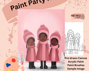 DIY Paint Party Kit: Pre-Drawn Canvas, Acrylic Paints