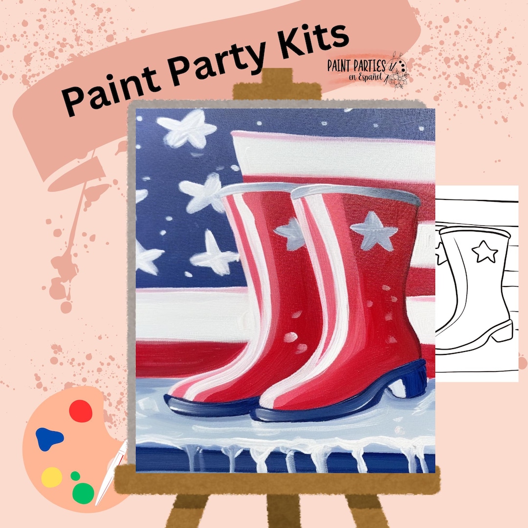 Fourth of July Paint and Sip Kit: DIY Acrylic Canvas, Family Fun - Etsy