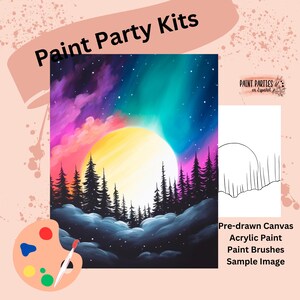 Kit di pittura con tela pre-disegnata - Set di colori acrilici fai da te per feste di pittura e sorseggiamenti, compleanni, serate tra ragazze, divertimento in famiglia, attività per adulti e bambini