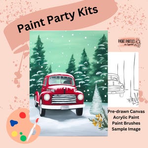 DIY Paint Party Kit Paint Kit Gift Idea Canvas Pre Drawn Outline At Home Paint & SIP Adult Paint Party Pre Sketched Canvas for Kid or Teens