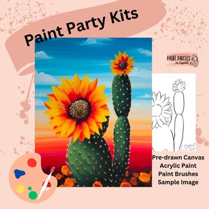 Kit di pittura con tela pre-disegnata - Set di colori acrilici fai da te per feste di pittura e sorseggiamenti, compleanni, serate tra ragazze, divertimento in famiglia, attività per adulti e bambini