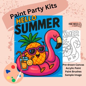 Kit di pittura con tela pre-disegnata - Set di colori acrilici fai da te per feste di pittura e sorseggiamenti, compleanni, serate tra ragazze, divertimento in famiglia, attività per adulti e bambini