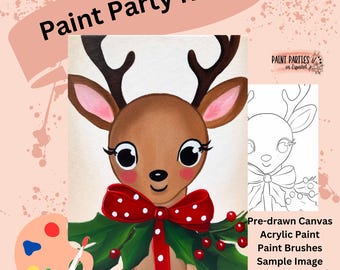 Kit de fiesta navideña de pintura y vino para todas las edades, ideal para regalos, eventos y para fomentar la creatividad.