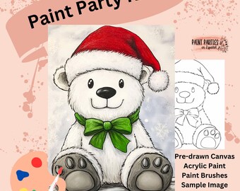 Kit de fiesta navideña de pintura y vino para todas las edades, ideal para regalos, eventos y para fomentar la creatividad.
