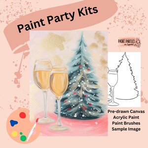 DIY Paint Party Kit Paint Kit Gift Idea Canvas Pre Drawn Outline At Home Paint & SIP Adult Paint Party Pre Sketched Canvas for Kid or Teens