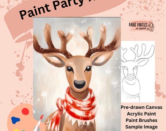 DIY Reindeer Paint Party Kit: Leinwand vorgezeichnet, Acrylfarben