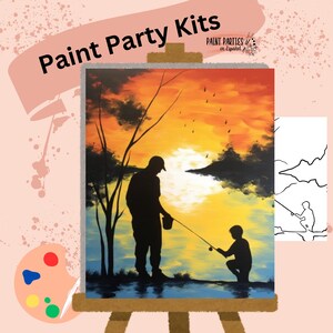 Kit acrilico per dipingere e sorseggiare la festa del papà, dipingi la tua tela pre-disegnata fai da te, feste di compleanno, serata tra ragazze, serata in famiglia per adulti e bambini