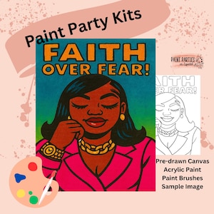 Paint Kit with Pre-Drawn Canvas – DIY Acrylic Set for Paint and Sip Parties, Birthdays, Girls Night, Family Fun, Adults & Kids Activity