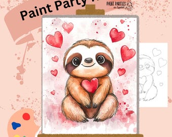 Valentine Faultier Gemälde DIY Paint Kit mit vorgezeichneter Leinwand: Acrylgemälde