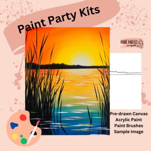 Kit di pittura con tela pre-disegnata - Set di colori acrilici fai da te per feste di pittura e sorseggiamenti, compleanni, serate tra ragazze, divertimento in famiglia, attività per adulti e bambini