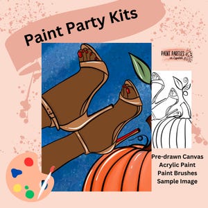 DIY Paint Party Kit Paint Kit Gift Idea Canvas Pre Drawn Outline At Home Paint & SIP Adult Paint Party Pre Sketched Canvas for Kid or Teens