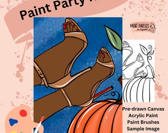 DIY Paint Party Kit: Pre-Drawn Canvas, Acrylic Paints
