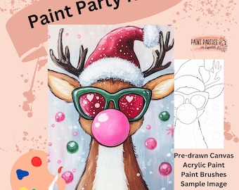 Kit de fiesta navideña de pintura y vino para todas las edades, ideal para regalos, eventos y para fomentar la creatividad.