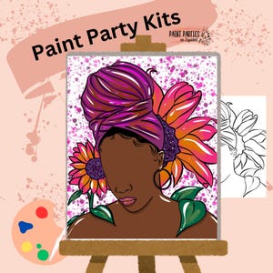 DIY Paint Party Kit Paint Kit Gift Idea Canvas Pre Drawn Outline At Home Paint & SIP Adult Paint Party Pre Sketched Canvas for Kid or Teens