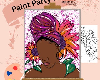 DIY Paint Party Kit: Pre-Drawn Canvas, Acrylic Paints
