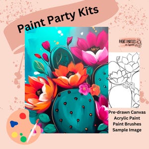 Kit di pittura con tela pre-disegnata - Set di colori acrilici fai da te per feste di pittura e sorseggiamenti, compleanni, serate tra ragazze, divertimento in famiglia, attività per adulti e bambini