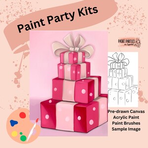 DIY Paint Party Kit Paint Kit Gift Idea Canvas Pre Drawn Outline At Home Paint & SIP Adult Paint Party Pre Sketched Canvas for Kid or Teens