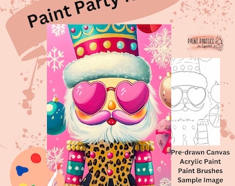 Kit de fiesta navideña de pintura y vino para todas las edades, ideal para regalos, eventos y para fomentar la creatividad.