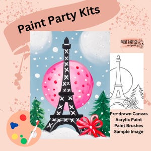 DIY Paint Party Kit Paint Kit Gift Idea Canvas Pre Drawn Outline At Home Paint & SIP Adult Paint Party Pre Sketched Canvas for Kid or Teens