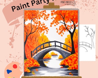DIY Paint Party Kit: Pre-Drawn Canvas, Acrylic Paints