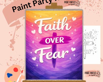 Christian Faith Painting DIY Paint Kit with Pre-Drawn Canvas Praise and Paint Party