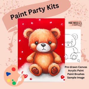 DIY Paint Party Kit Paint Kit Gift Idea Canvas Pre Drawn Outline At Home Paint & SIP Adult Paint Party Pre Sketched Canvas for Kid or Teens