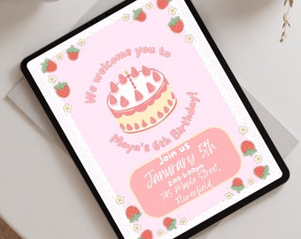 Strawberry Birthday Invitation Template