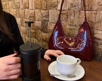 Burgundy leather bag