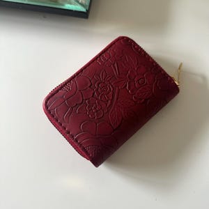 Burgundy red camel coffee brown black leather purse/wallet
