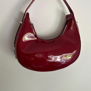 Burgundy leather shoulder bag