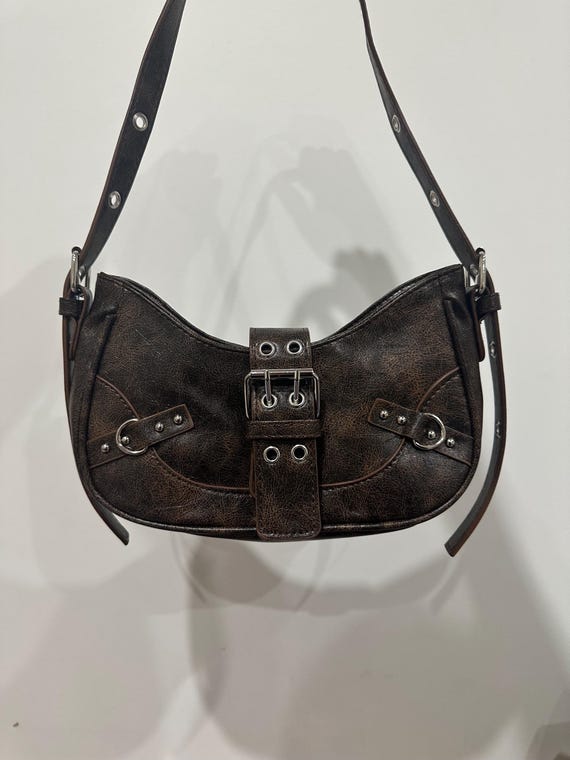 Burgundy Red Leather Buckle Bag - Etsy