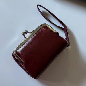 Burgundy red camel coffee brown black leather purse/wallet
