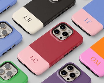 Custom Monogram Phone Case: Minimalist Two-Tone Design for iPhone + MagSafe, Pixel & Samsung Models