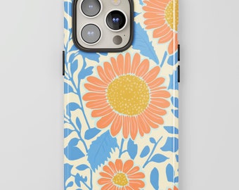 Funda para teléfono con estampado de girasoles: diseño floral veraniego, para iPhone + MagSafe, Pixel y otros modelos.