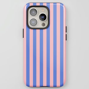 Retro Pink & Blue Striped Phone Case: for iPhone + MagSafe, Pixel, Samsung Models