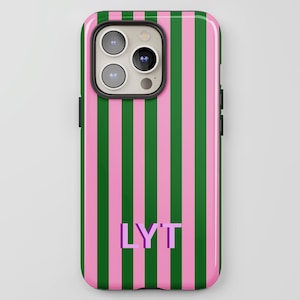 Monogram Phone Case Personalized Stripes Aesthetic Custom Shadow Initials iPhone 16 15 14 13 Pro Max MagSafe Pixel 9 8 7 Samsung S24 S23 S22