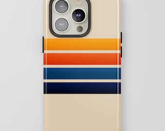 Retro Stripes Phone Case Trendy Vintage Aesthetic for iPhone 16 Pro Max MagSafe, 15 Plus, 14, 13 12, 11, XS & S25, S24, Pixel 9, 8