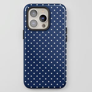 Blue Polka Dot Phone Case: Retro-Modern Look for iPhone + MagSafe, Pixel & Samsung Models