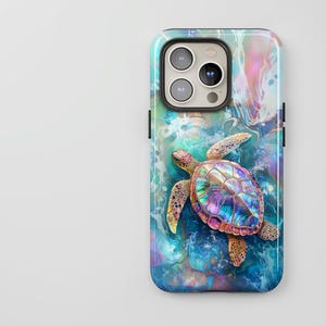 Funda para teléfono con diseño de tortuga marina, estética oceánica adorable, regalo para amantes de la playa, funda MagSafe para iPhone 16 15 14 13 12 Pro Max, Pixel 9 8 7, S25 S24 S23