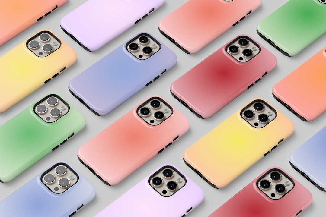 Color Gradient Phone Case, Retro Aura Minimalist Aesthetic, Gift Idea ...