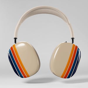 Retro Lines AirPod Max Cases Cute Vintage Aesthetic Headphone Covers Trendy Retro Sunset Stripes Design Cute Christmas Gift For Her Option 5 - Glossy