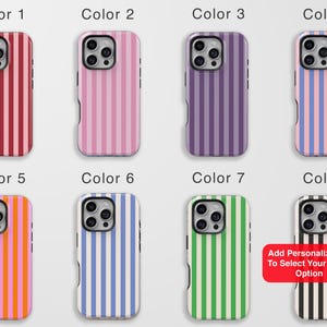 Custom Color Striped Phone Case, Retro Aesthetic, iPhone 17 16 15 14 13 12 11 Pro Max MagSafe Case, Pixel 9 8 7 6 S25 S24 S23 S22 image 2