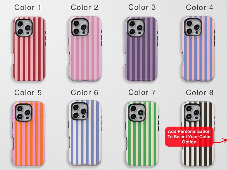 Custom Color Striped Phone Case, Retro Aesthetic, iPhone 17 16 15 14 13 12 11 Pro Max MagSafe Case, Pixel 9 8 7 6 S25 S24 S23 S22 image 2
