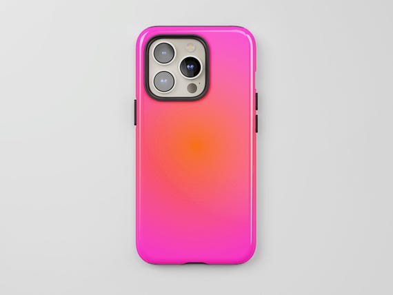 Pink Gradient Phone Case, Bright Neon Aura Aesthetic Glow Cover, Cute Gift Idea for iPhone 17 16 15 14 13, Pixel 9 8 7, S25 S24 S23
