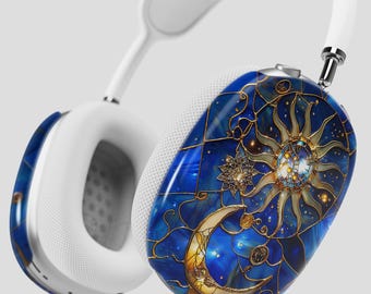 Stained Glass Celestial AirPod Max Case: Moon & Stars Headphone Cover